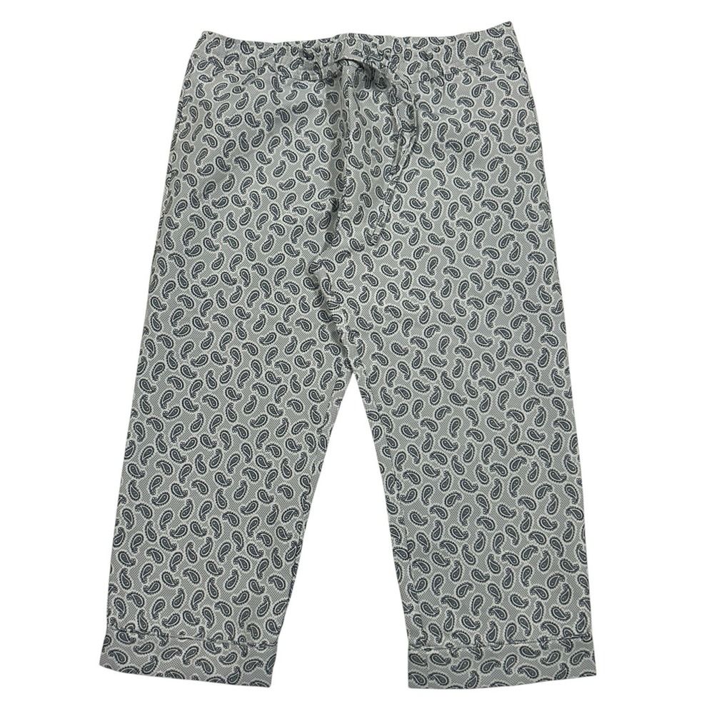 Buru Women's Pants Size Large Blue Paisley Print Cotton Lounge Bootcut Casual - Picture 1 of 10